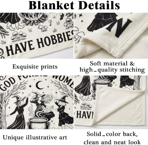 Witchy Gifts for Women Halloween Throw Blanket with Gothic Tote Bag