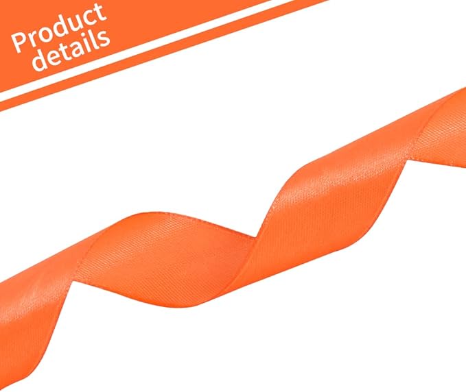 TONIFUL 1 Inch x 100yds Orange Satin Ribbon, Thin Solid Color Satin Ribbon - Image 3