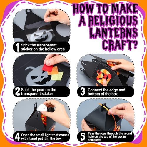 Simgoing 12 Sets Halloween Jack-O-Lantern Crafts Tissue Paper Crafts Kits