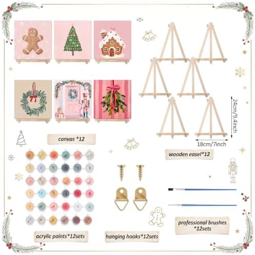 YooNotee 12 Pack Christmas Paint by Numbers Kit