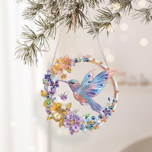 AIBOERL Diamond Art Kits for Adults,Hummingbird Acrylic Hanging Suncatcher
