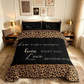 Castle Fairy Leopard Print Comforter Set Queen Size,African Wild Animal Fur Pattern Bedding Set for Women Adult,Cheetah Skin Brown Black Luxury Bed Duvet Insert, 2 Pillowcases