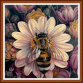 Joyhoor Stamped Cross Stitch Kits for Beginners Needlepoint Kits for Adults Embroidery Kits 11CT Counted Cross Stitch Kits Printed Embroidery Pattern- Bees Gather Nectar 18x18 inchs