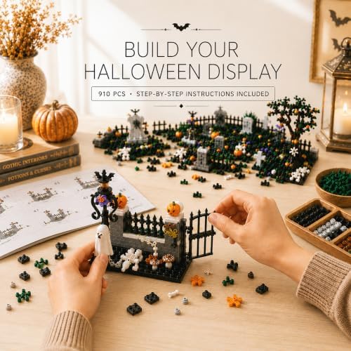 Halloween Graveyard Building Blocks Set, 910 PCS 7-Section Display
