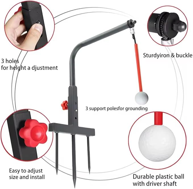 Golf Swing Trainer Aid Golf Practice Swing & Hitting Training Aid - Golf Accessories Pure Path Golf Swing Trainer Durable Black