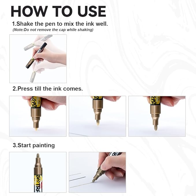 TRANSON 2 Gold Permanent Paint Markers - Image 4