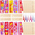 200 Pcs Valentine Wood Bookmarks to Color Bulk, Color Your Own with Tassels