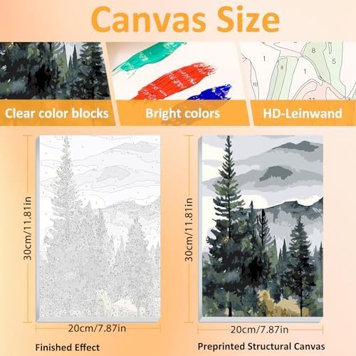 Mandun Landscape Paint by Numbers Kit for Adults, 3 Pack, 7.8x11.8 inch