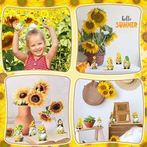 PullCrease 8 Pcs Gnome Ceramics to Paint Sunflower DIY Unpainted Kit