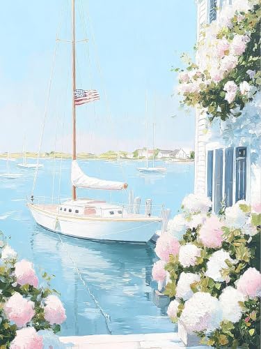 GOUOYANA Paint By Numbers Kit for Adults-Sailboat Coastal Landscape Canvas