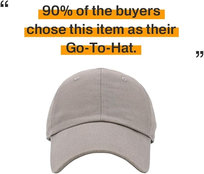 KBETHOS Classic Unisex Cotton Adjustable Low Crown Baseball Cap – Plain Dad Hat