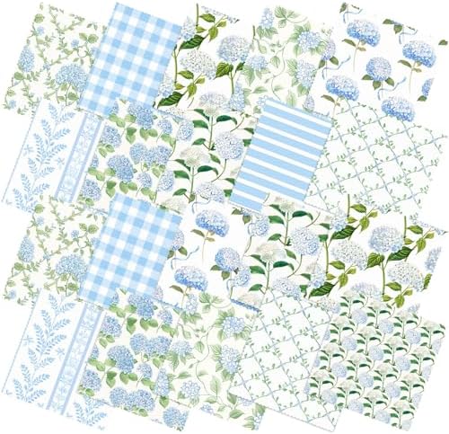 Hahafelt 10 Pcs Hydrangea Quilting Fabric Bundles 20 x 20 Inch