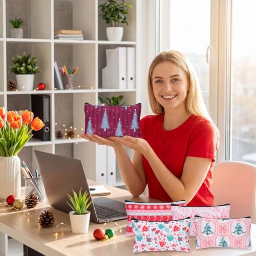 Meanplan 24 Pcs Christmas Makeup Bags Bulk Holiday Cosmetic Bag Gift