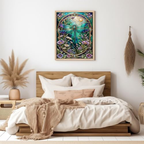 GOUOYANA Paint By Numbers Kit for Adults-Dragonfly and Flower Funny Canvas