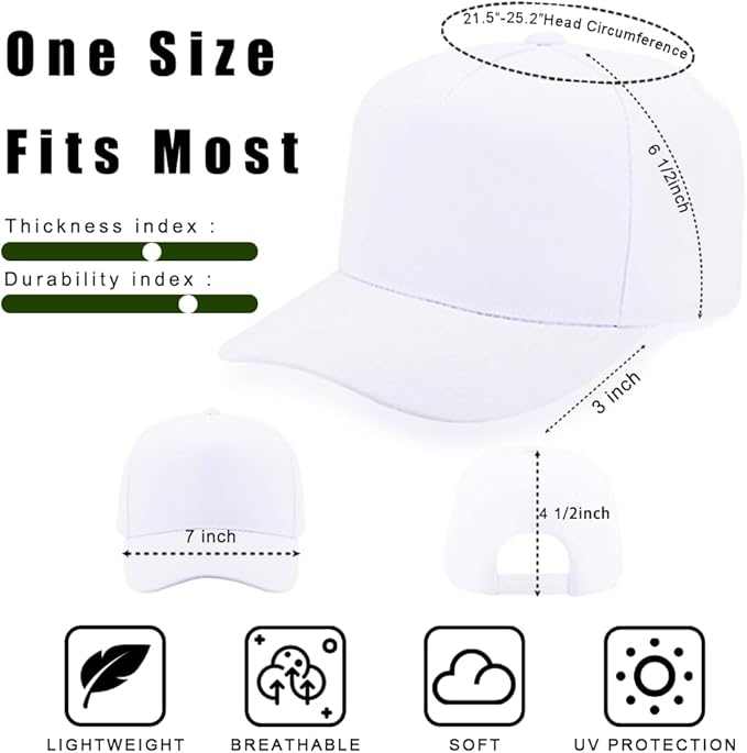 ZH 12 PC 5 Panel Baseball caps, Bulk Baseball caps, Customizable DIY Design, Wholesale Caps, One-Size-Fits-All
