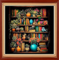 Joyhoor Stamped Cross Stitch Kits for Beginners Needlepoint Kits for Adults Embroidery Kits 11CT Counted Cross Stitch Kits Printed Embroidery Pattern-Bookshelf Flowers 18x18 inch