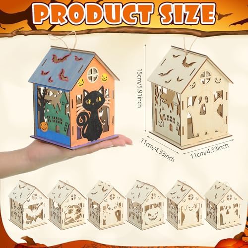 DoubleFill 36 Set Halloween Bird House Kits, Wooden House Crafts and Arts