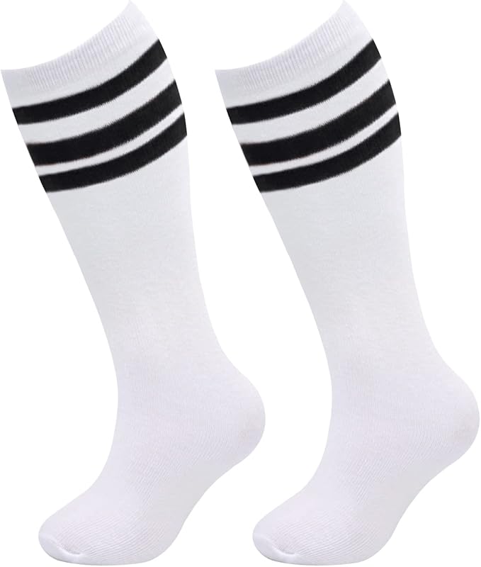 Sarfel Kids Soccer Socks Toddler Soccer Socks Girls Boys Soccer Socks Kids Tube Socks with Stripes Toddler Knee High Socks