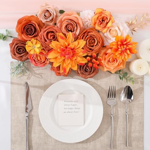 Floweroyal Artificial Flowers Fake Rose Flowers Dahlia with Stems for DIY Wedding Bridal Bouquets, Baby Shower, Floral Arrangement, Table Centerpieces, Home Decorations