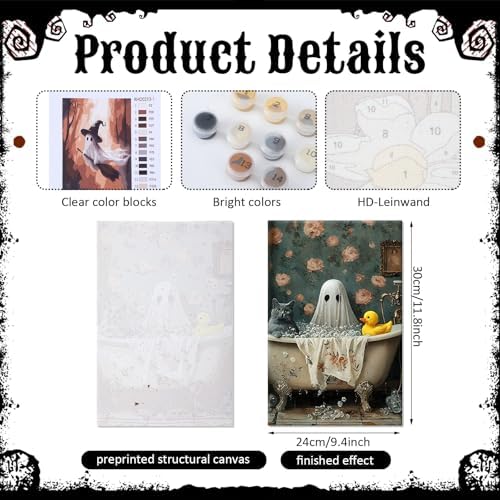 YooNotee 6 Pack Halloween Paint by Numbers with Easels Brushes, Ghost