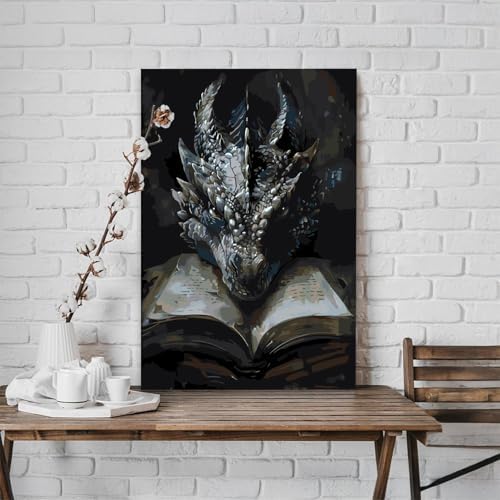 GOUOYANA Paint By Numbers Kit for Adults-Dragon Book Acrylic Paint Canvas