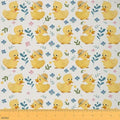 Cute Duck Fabric by The Yard,Lovely Farm Animal Soft Polyester No Stretch Fabric,Country Rustic Flowers Decorative Fabrics,Beige Yellow Crafts & Sewing Supplies,2 Yards,72" L x 59" W