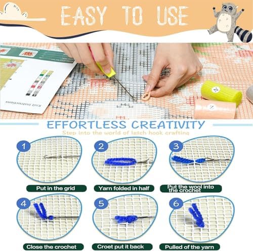 Daisy Flower Latch Hook Kits for Adults Beginners, Pre-Printed 17“ X 17"