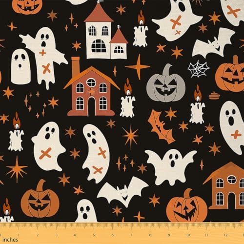 Feelyou Halloween Castle Fabric By The Yard Decorative Soft