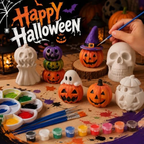 LAIAMER 7 Pcs Halloween Ceramics to Paint Ready to Paint Your Own Ceramics