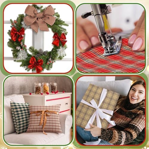 Hahafelt 10 Pcs 18"x22" Christmas Plaid Fat Quarters Gingham Fabric Bundle