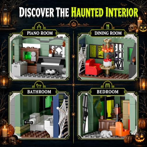 Horror Haunted House Building Blocks Set with LED Light for Adults
