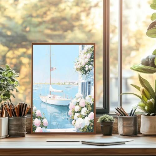 GOUOYANA Paint By Numbers Kit for Adults-Sailboat Coastal Landscape Canvas