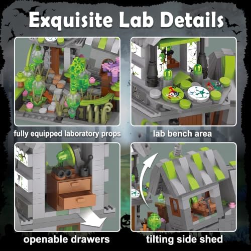 Frankenstein Lab Building Set, 758 Pcs Mini Halloween Building Toy