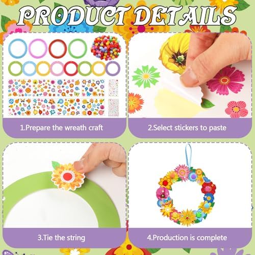 Hollowfly 48 Sets Flower Wreath Craft Kits DIY Wreath Seasonal Activities