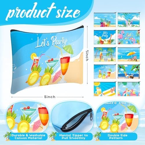 Eccliy 20 Pcs Summer Makeup Bag for Women Hawaii Canvas