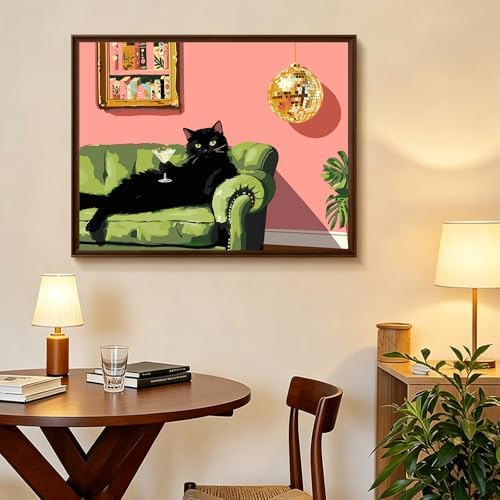 PHANTASYART Black Cat Paint by Numbers Kit for Adults 16x20inch
