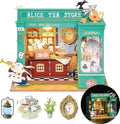 Rolife DIY Miniature House Kit Alice's Tea Store, Tiny House Kit for Adults to Build, Mini House Making Kit with Furniture, Halloween/Christmas Decorations/Gifts for Family Friends (Alice's Tea Store)