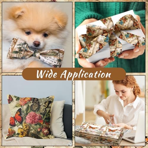 Hahafelt 10 Pcs Vintage Butterfly Quilting Fabric Bundles 20 x 20 Inch
