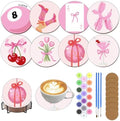 8 Pack Modern Paint by Numbers Kits Coasters with Holder Cork Pads