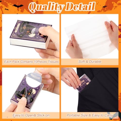 Outus 50 Pack Cute Halloween Pocket Tissues Travel Size 3 Ply