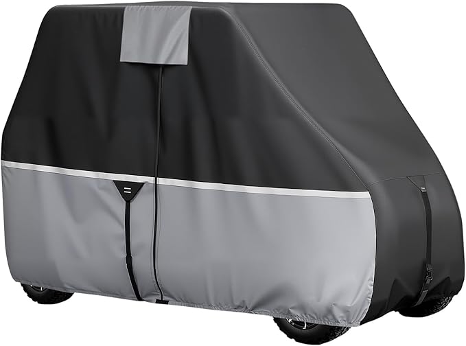 VEVOR Golf Cart Cover, Full Coverage 2+2/4 Passenger Golf Cart, 420D Waterproof Oxford Fabric Club Car Cover Fits Most Carts Club Car, Yamaha, EZGO, Honda, Silver-Coated Layer & Three Zipper Doors