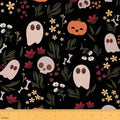 Feelyou Halloween Theme Soft Flannel Fabric by The Yard 1 Yard Cute Ghost Sugar Skull Upholstery Fabric for Boys Girls Teens Kawaii Pumpkin Bone Flower Floral for Home DIY Projects