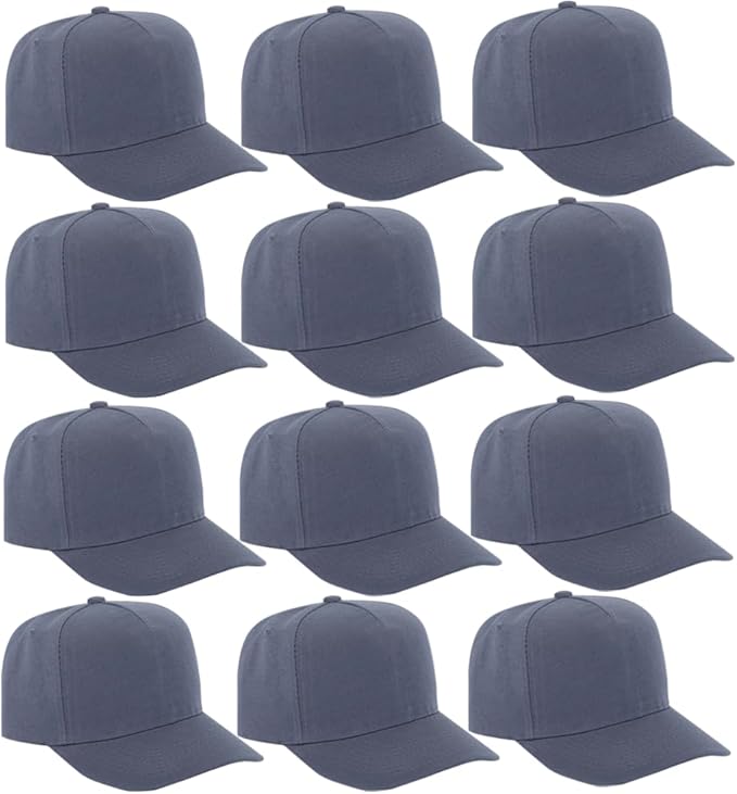 ZH 12 PC 5 Panel Baseball caps, Bulk Baseball caps, Customizable DIY Design, Wholesale Caps, One-Size-Fits-All