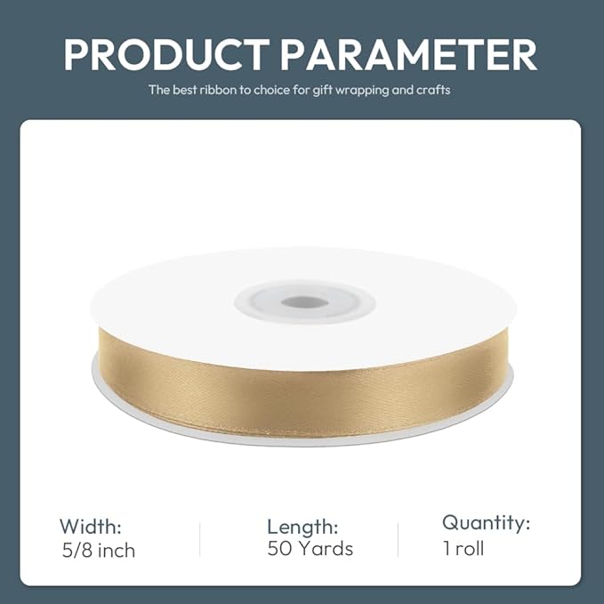 5/8" Wide x 50 Yards Polyester Satin Ribbon - Image 2
