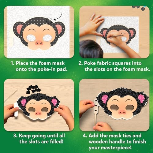 Skillmatics Poke-in Art – Animal Masks, Wood Craft Kit, Gift for Kids