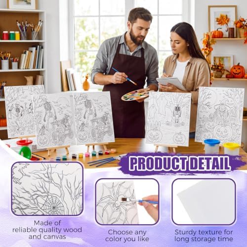 Sherr 140 Pcs 20 Set Pre Drawn Canvas Painting Kit, Halloween Style