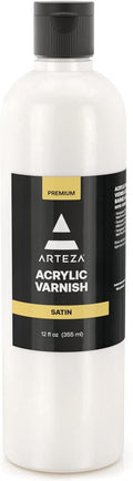 ARTEZA Satin Acrylic Varnish 12oz/355ml, UV-Protective, Wood & More by ARTEZA