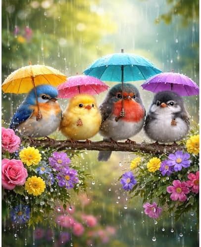 PHANTASYART Cute Birds Paint by Numbers Kit for Adults 16x20inch