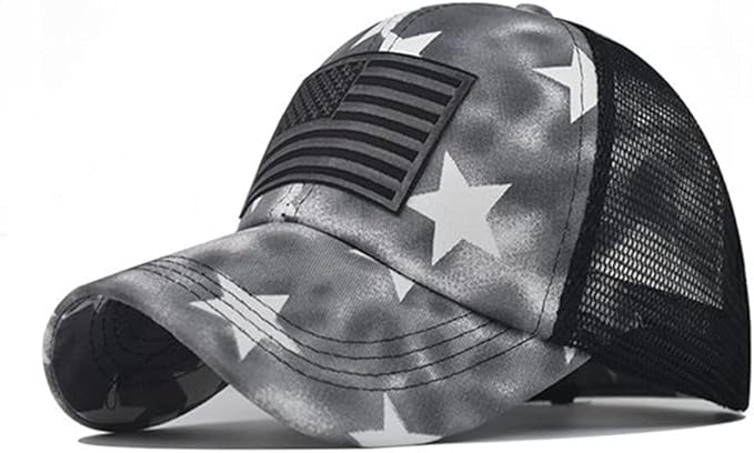 Criss Cross Hat Washed Distressed Baseball Cap Ponytail Hat High Messy Bun Ponycap for Women