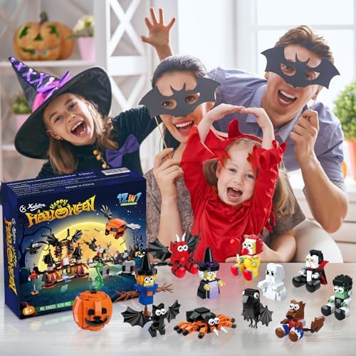 Halloween Party Favors Toy for Kids, Haunted House Building Blocks Set Gift